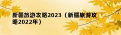 新疆旅游攻略2023（新疆旅游攻略2022年）